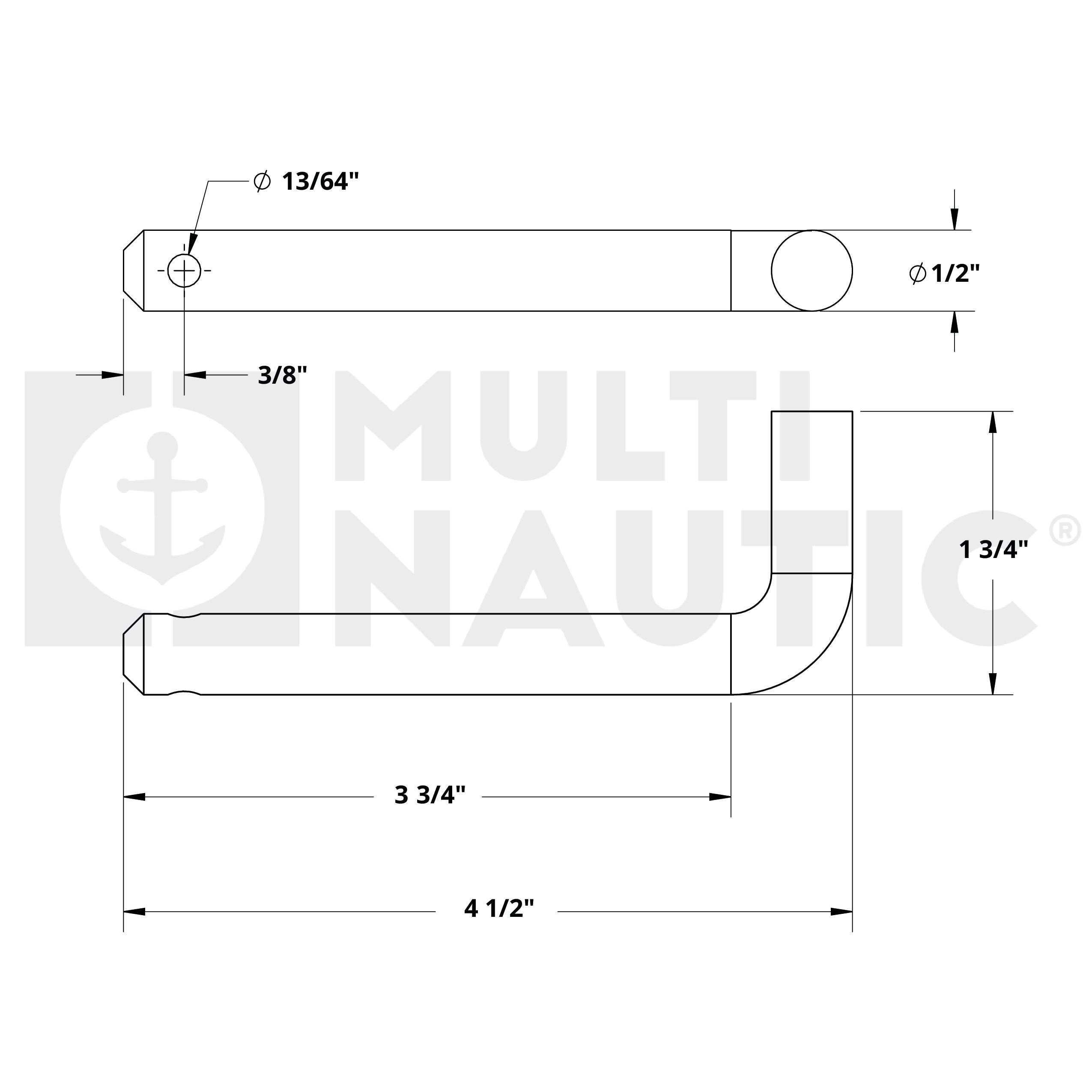 Axe 1/2" pour # 10004 et # 11003 avec goupille - 10111