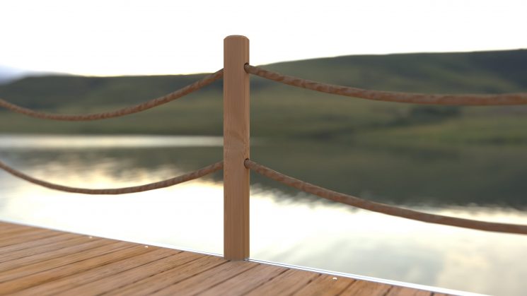 poteau cèdre troué pour cordage Quai Lanaudière Saint-Donat